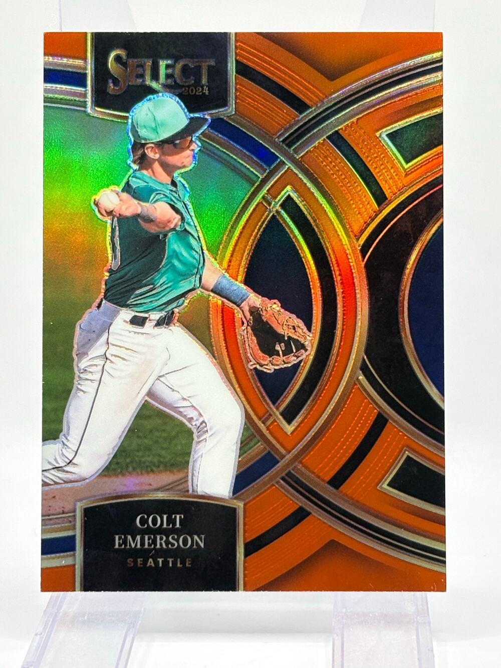 2024 Panini Select Colt Emerson Premier Level Orange Prizm 35/49 SP Mariners